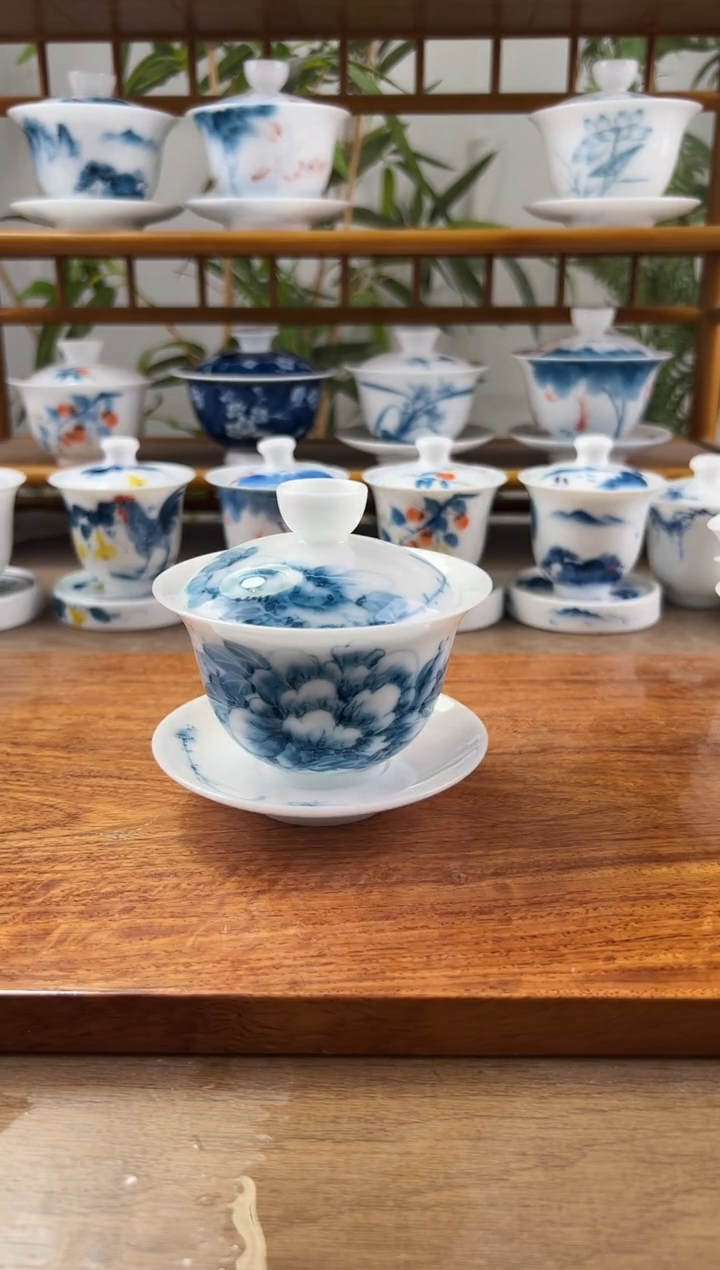 微瑕高冰牡丹150ml三才盖碗