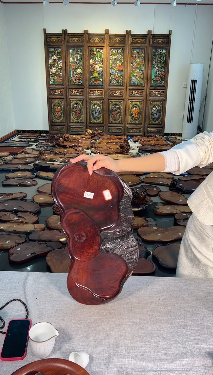 【闪购商品】大果紫檀（缅甸花梨）茶盘8697