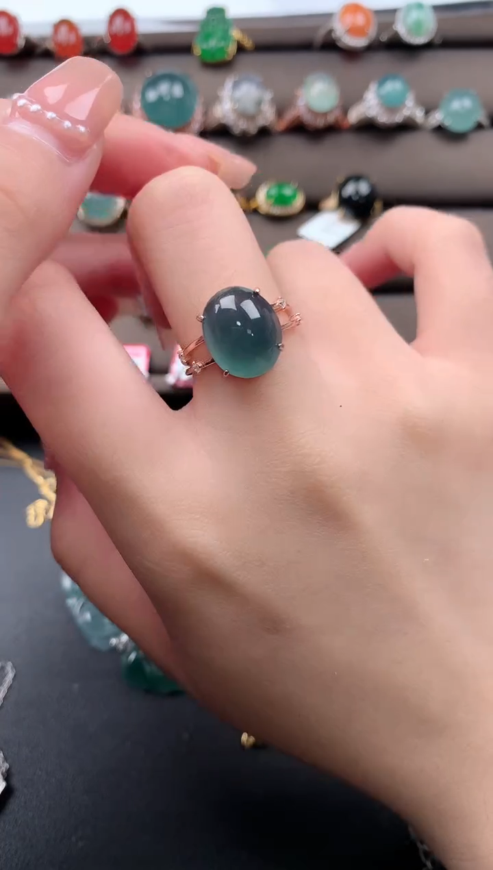 【闪购商品】翡翠戒指银S925镶嵌62414