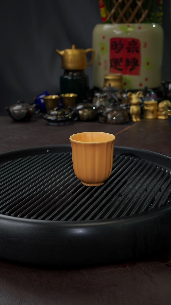 【闪购商品】杯【宜景窑鹅黄】筋纹杯