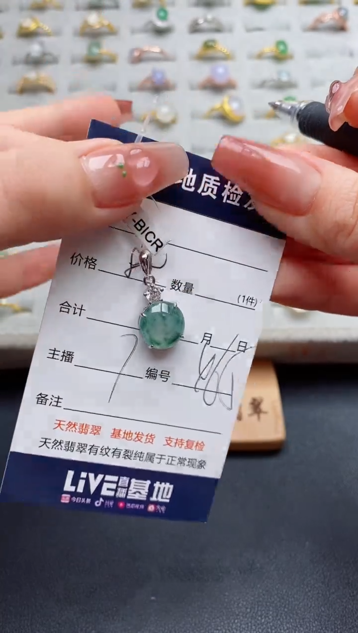 颈饰银S925镶嵌翡翠.