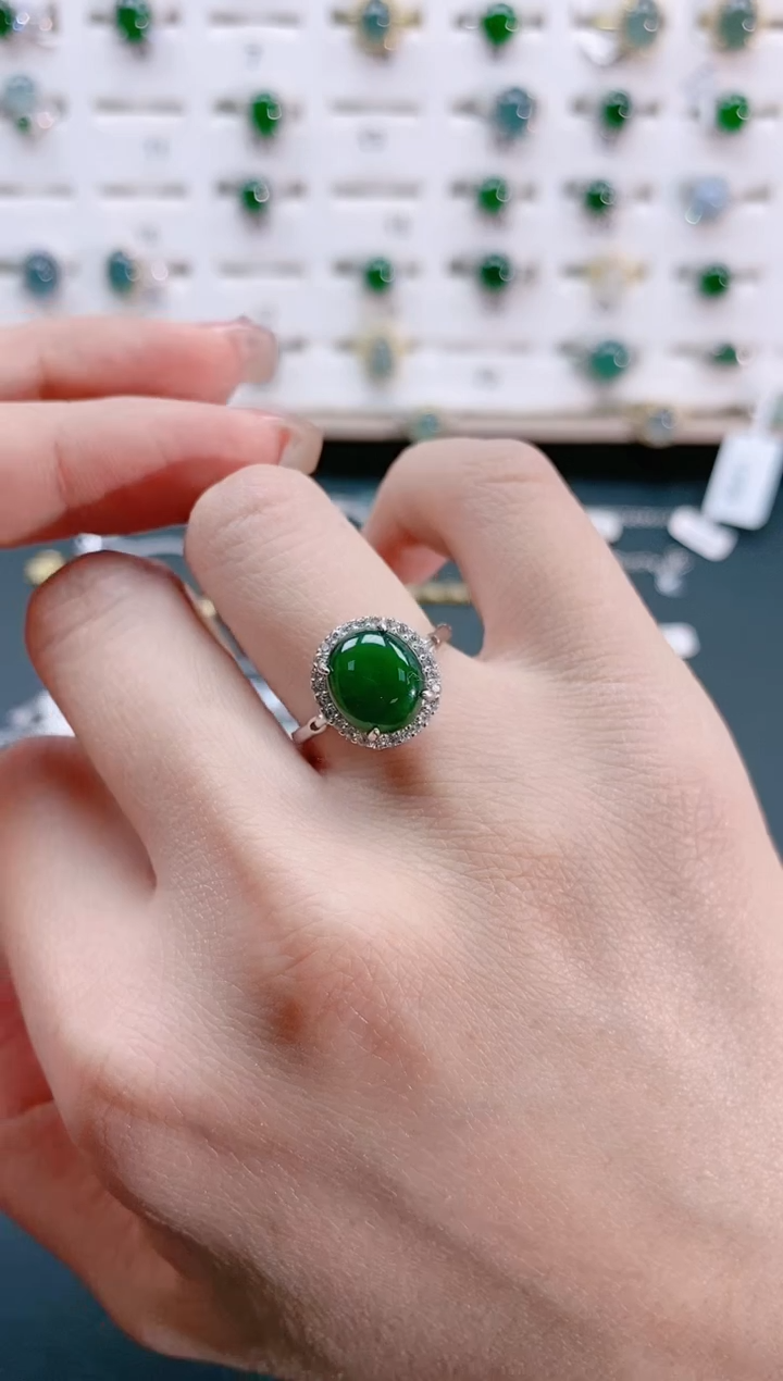 【闪购商品】翡翠戒指银S925镶嵌天然翡翠