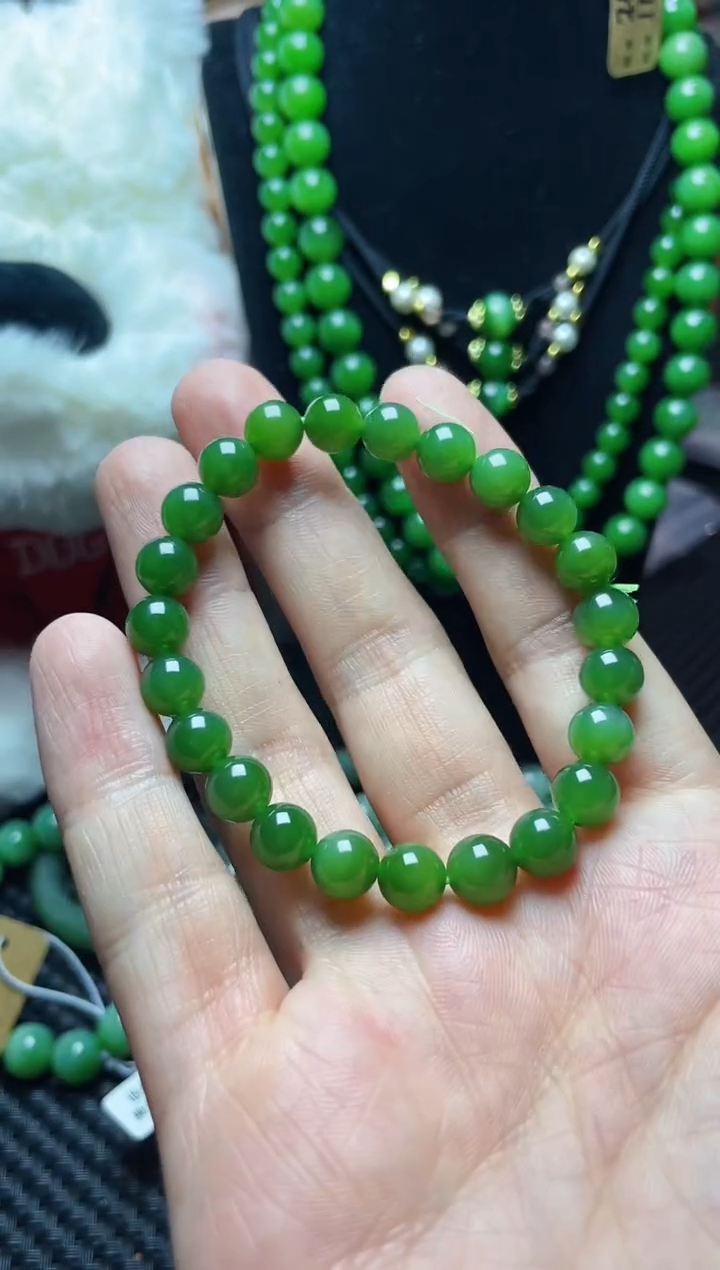 项链未镶嵌和田玉和田玉碧玉手串8mm