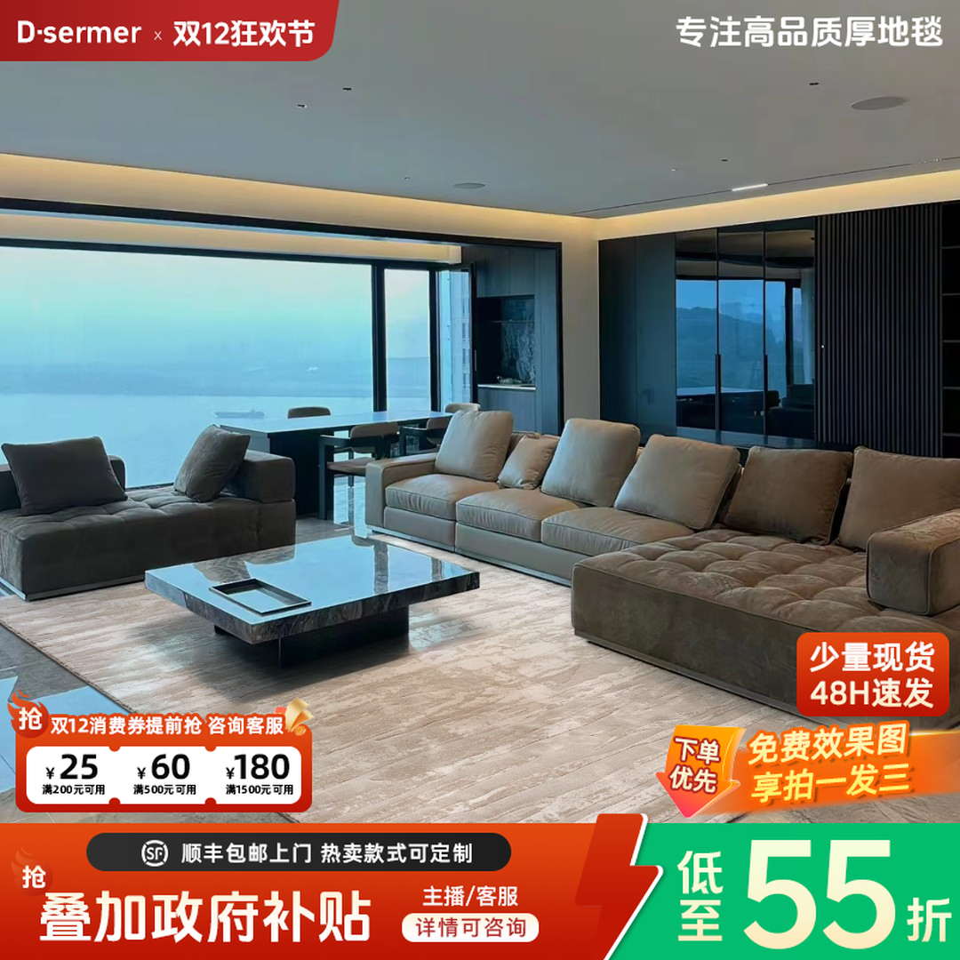 缔奢美巴塞罗娜土耳其进口无胶地毯轻奢防水茶几垫客厅毯床边毯