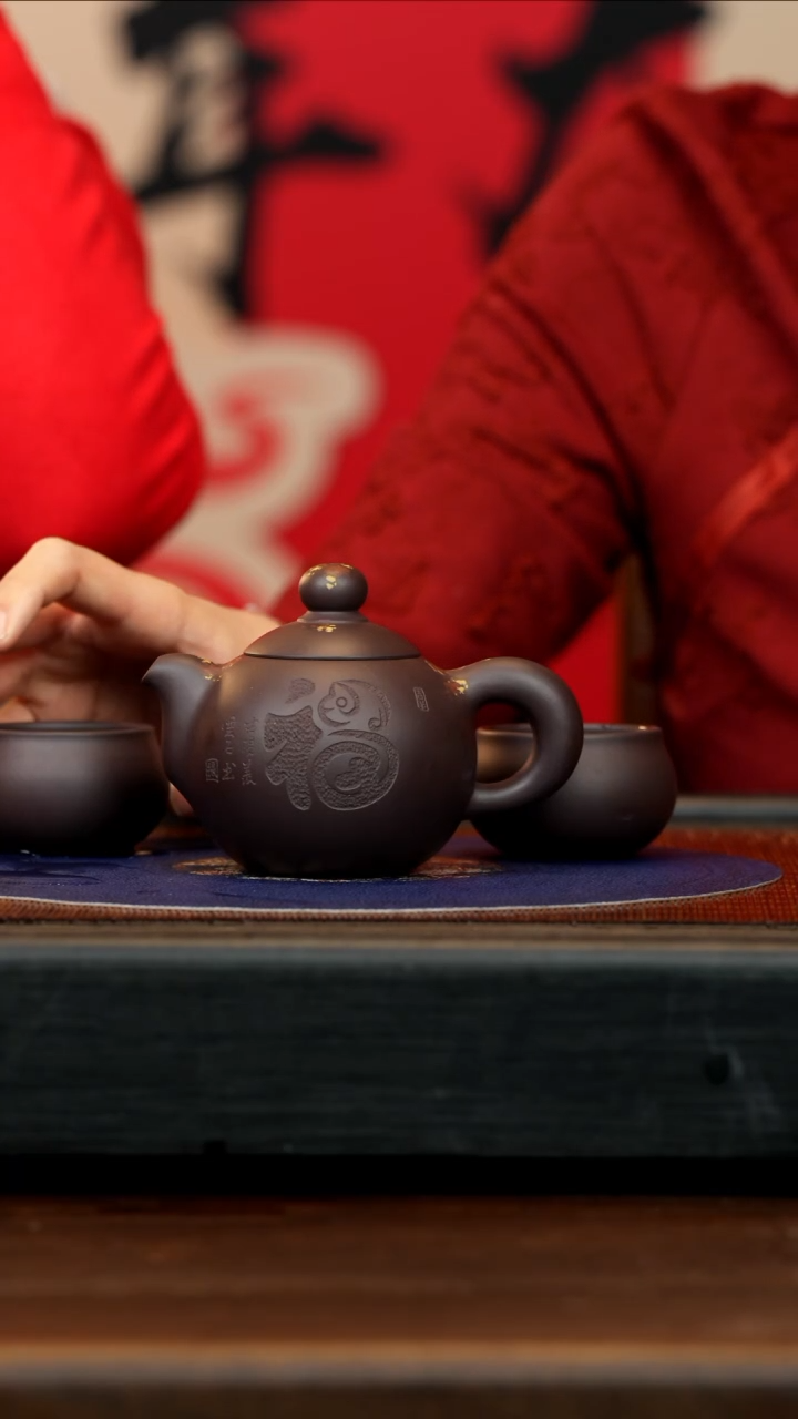 【闪购商品】紫砂茶壶ZCP 黑墩头 芙蓉珠 200cc