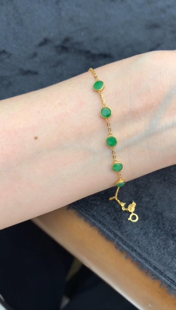 【闪购商品】翡翠手链18K金镶嵌手链