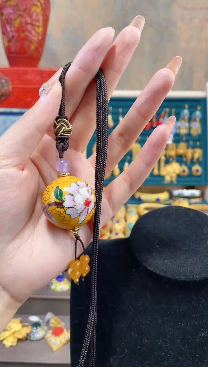 【闪购商品】非遗景泰蓝3.0单珠编绳款黄色