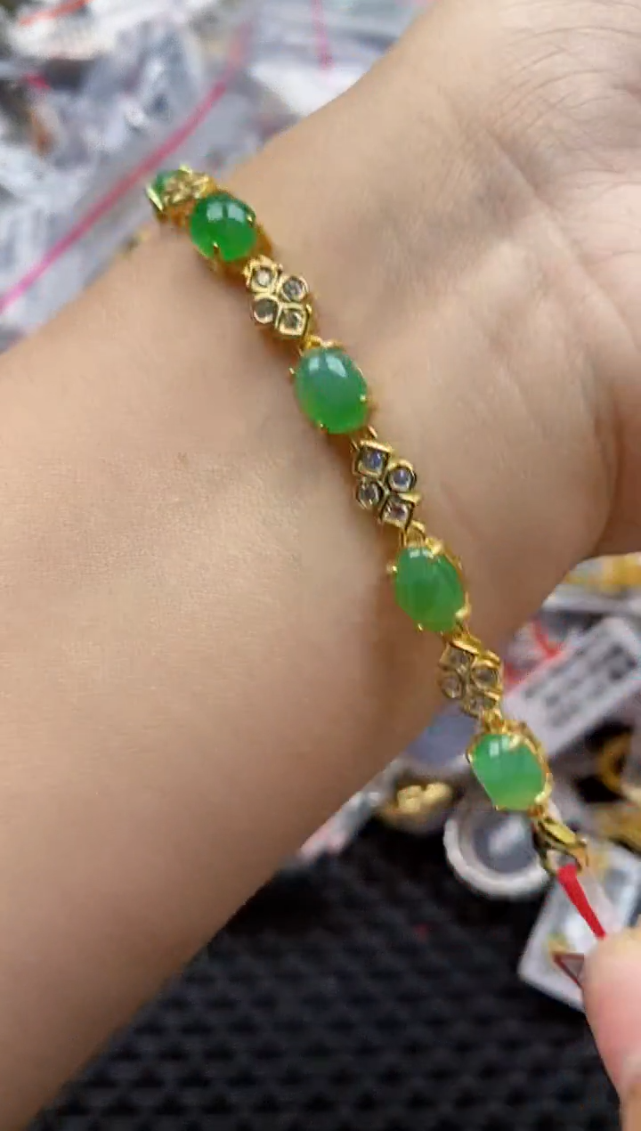 翡翠戒指银S925镶嵌4444---4