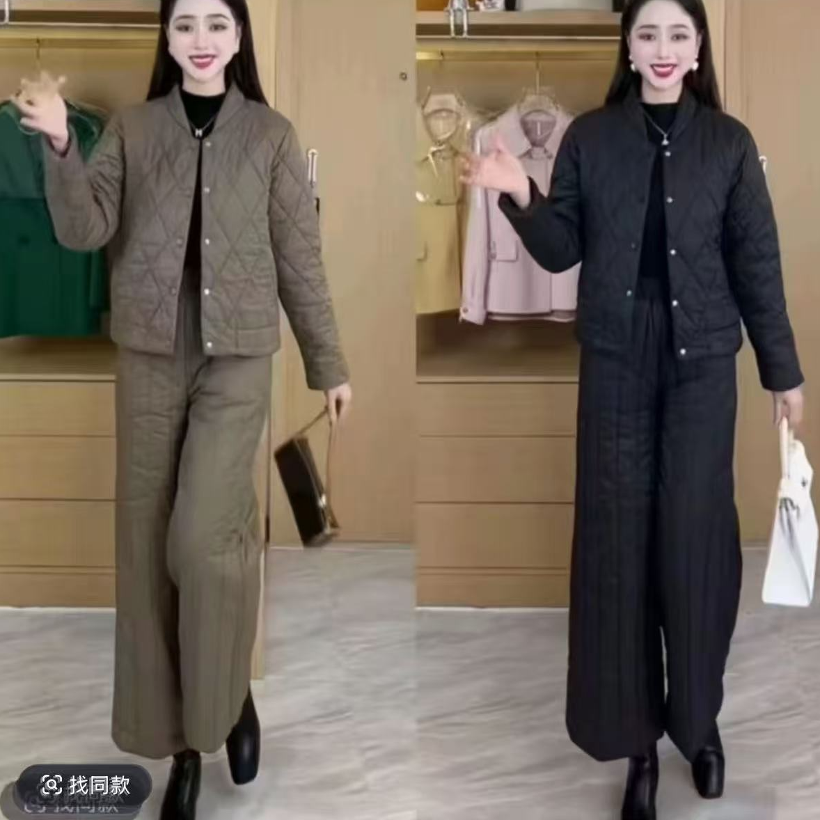 棉服套装女2025冬季新款时尚爆款减龄阔腿裤妈妈洋气保暖两件套
