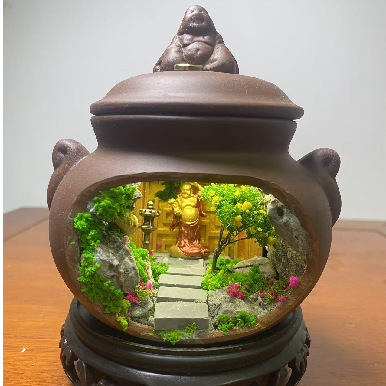 紫砂壶微景观摆件之弥勒佛