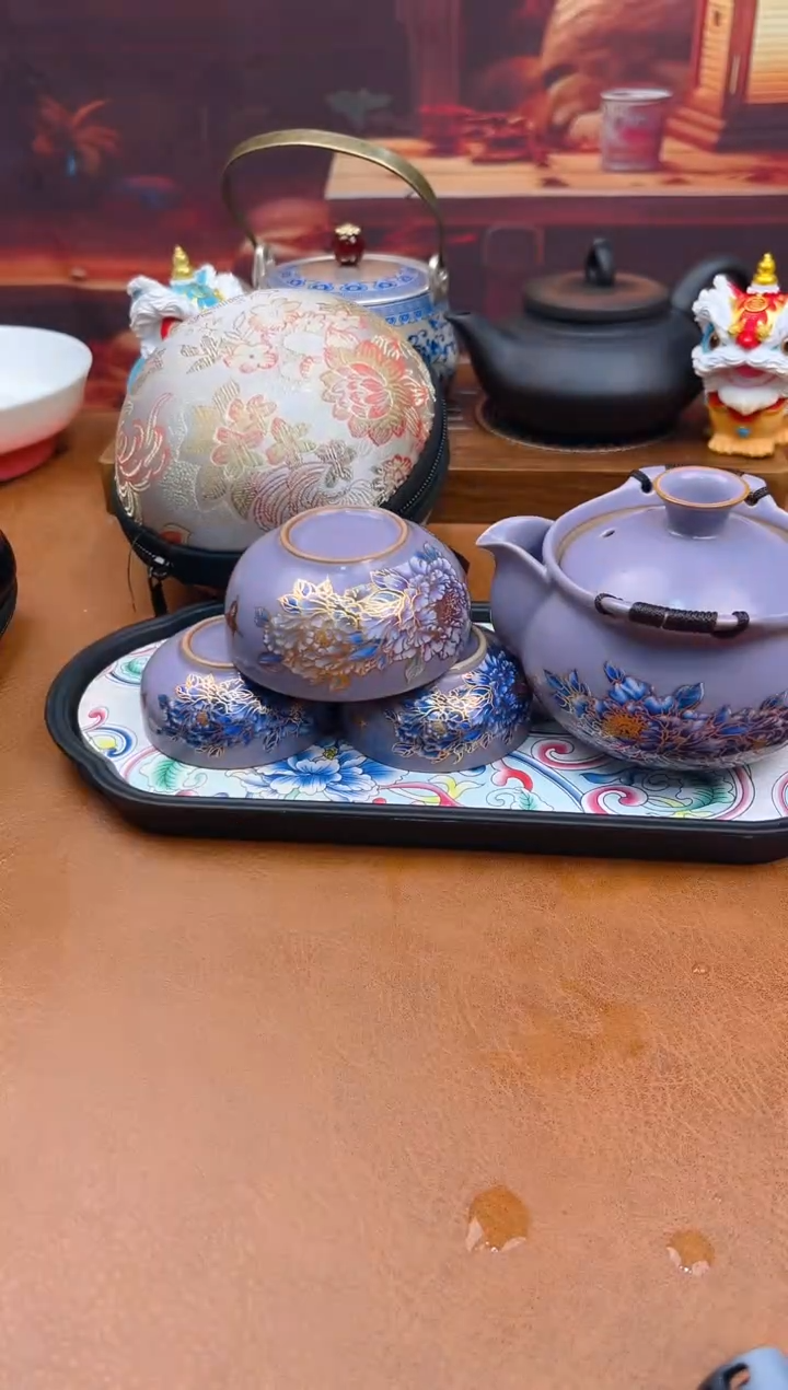 陶瓷茶具摆件旅行套组