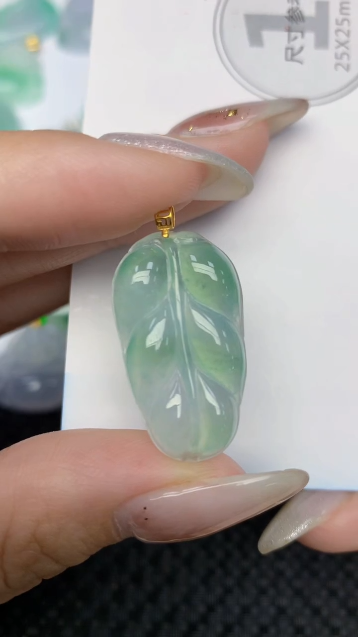 颈饰18K金镶嵌翡翠天然缅甸翡翠a货百元以上9元证书费自理