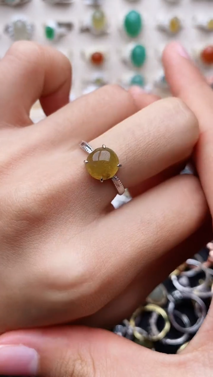 【闪购商品】翡翠戒指银S925镶嵌缅甸翡翠