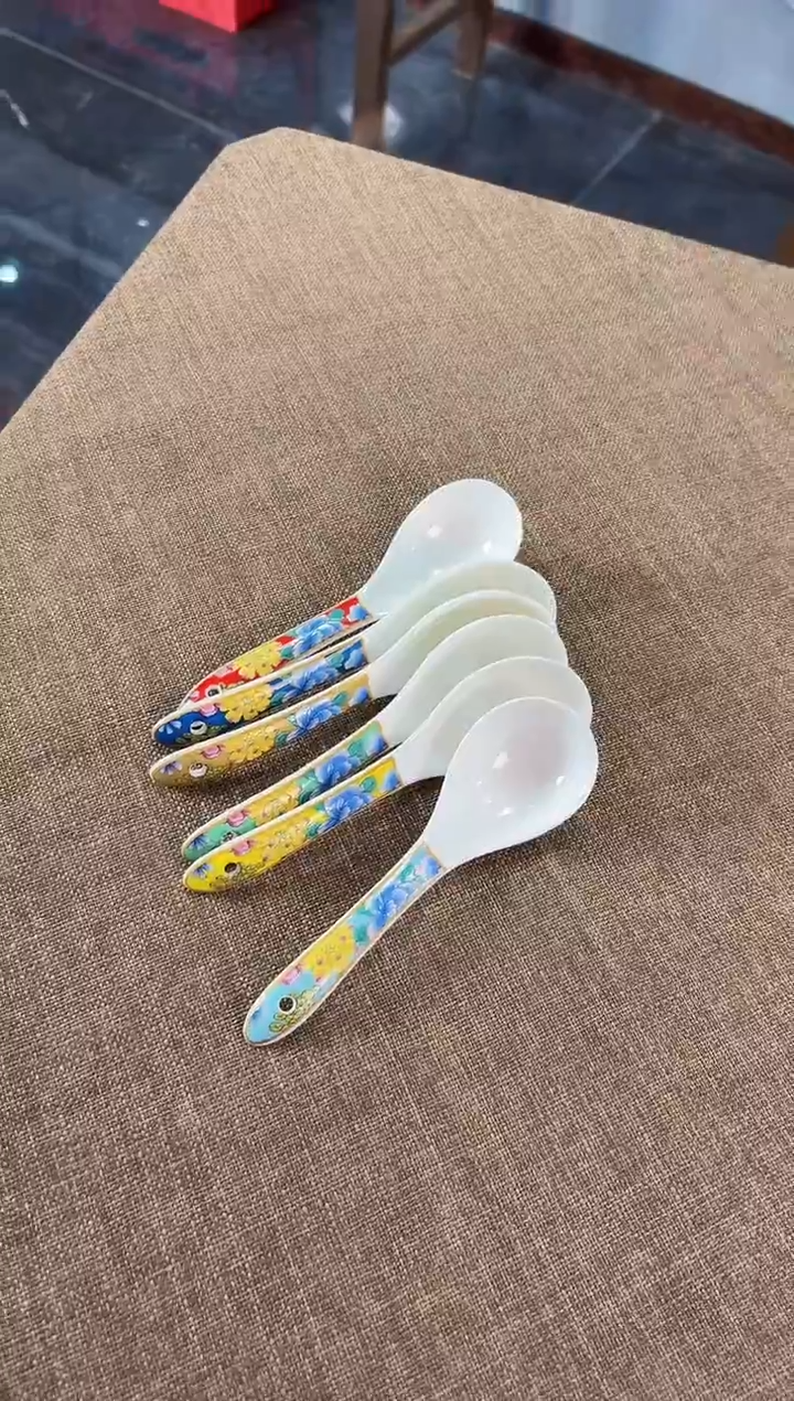 珐琅勺子6个景德镇餐具      