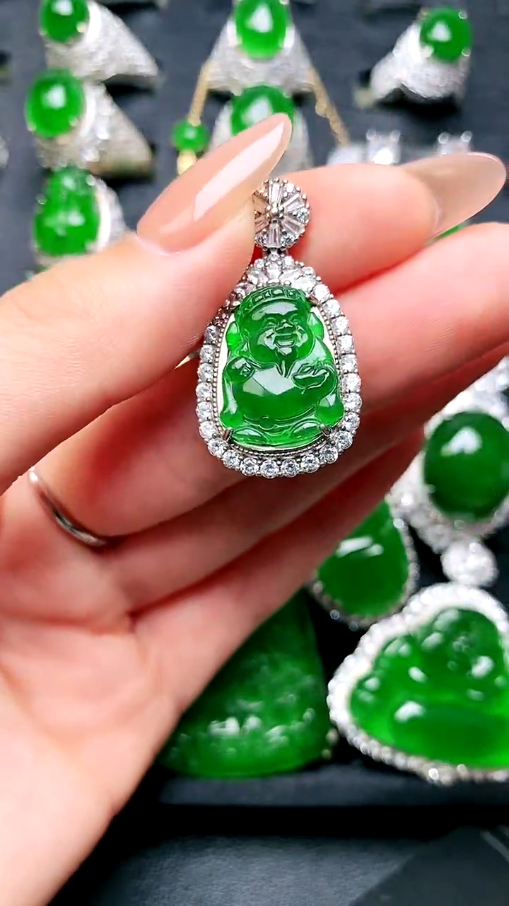 【闪购商品】翡翠吊坠(赠链)银S925镶嵌财神吊坠