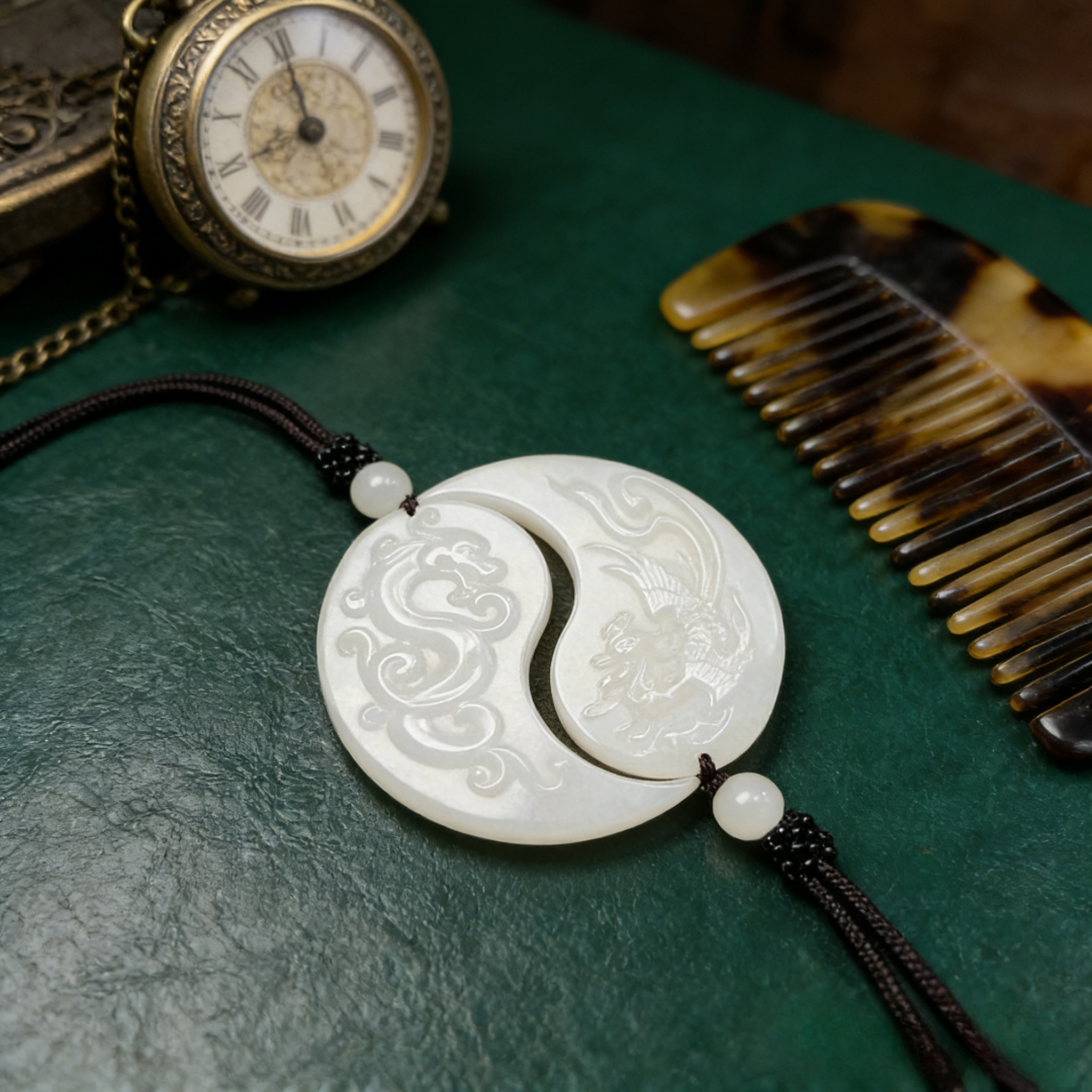 【丽姐专属】温润白质龙凤对佩 精细雕纹情侣款设计中式氛围拉满 