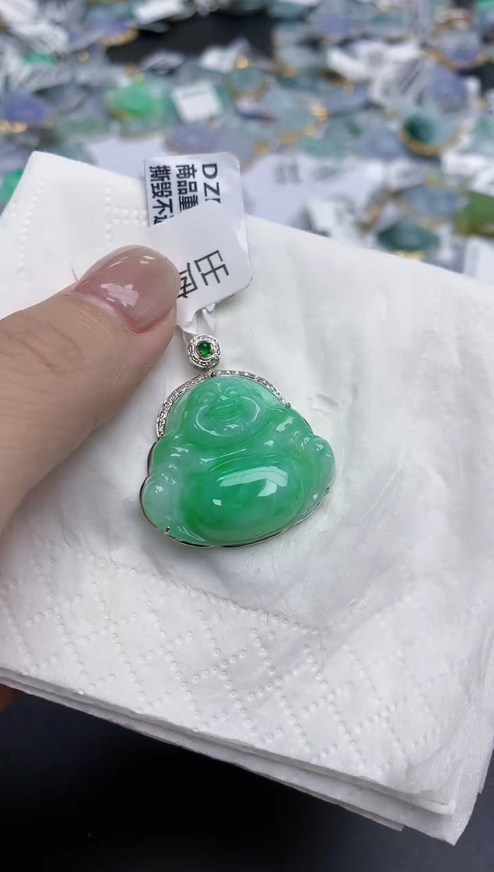 【闪购商品】翡翠颈饰18K金镶嵌天然缅甸翡翠A货
