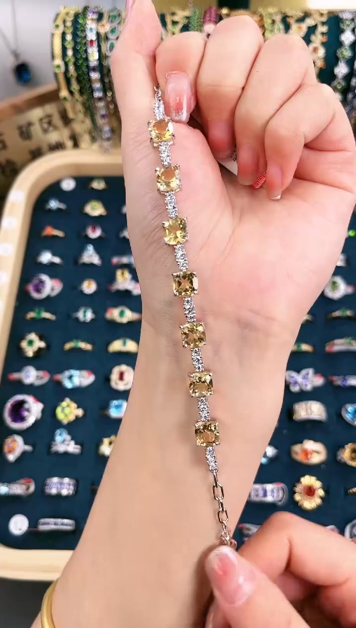 【闪购商品】黄晶手链银S925镶嵌D-004