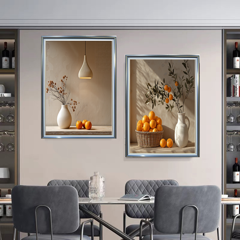 LL016钢化玻璃《心想事成》两联画餐厅画小沙发背景画走廊过道画