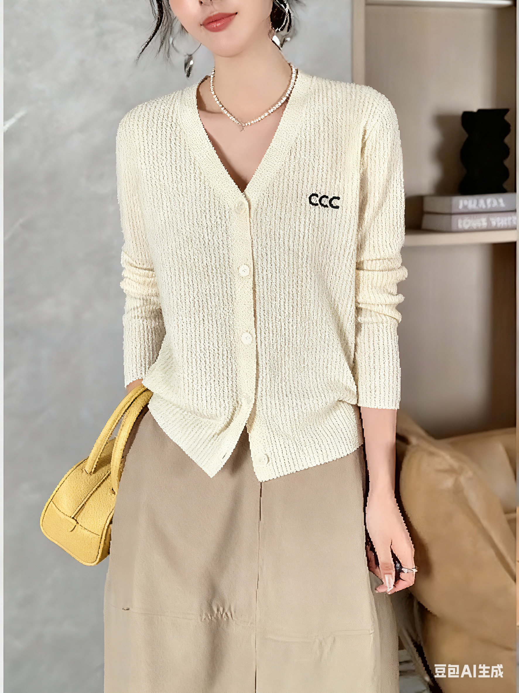 2025秋冬新款针织衫纯羊毛女加厚宽松毛衣长袖开衫外套8023