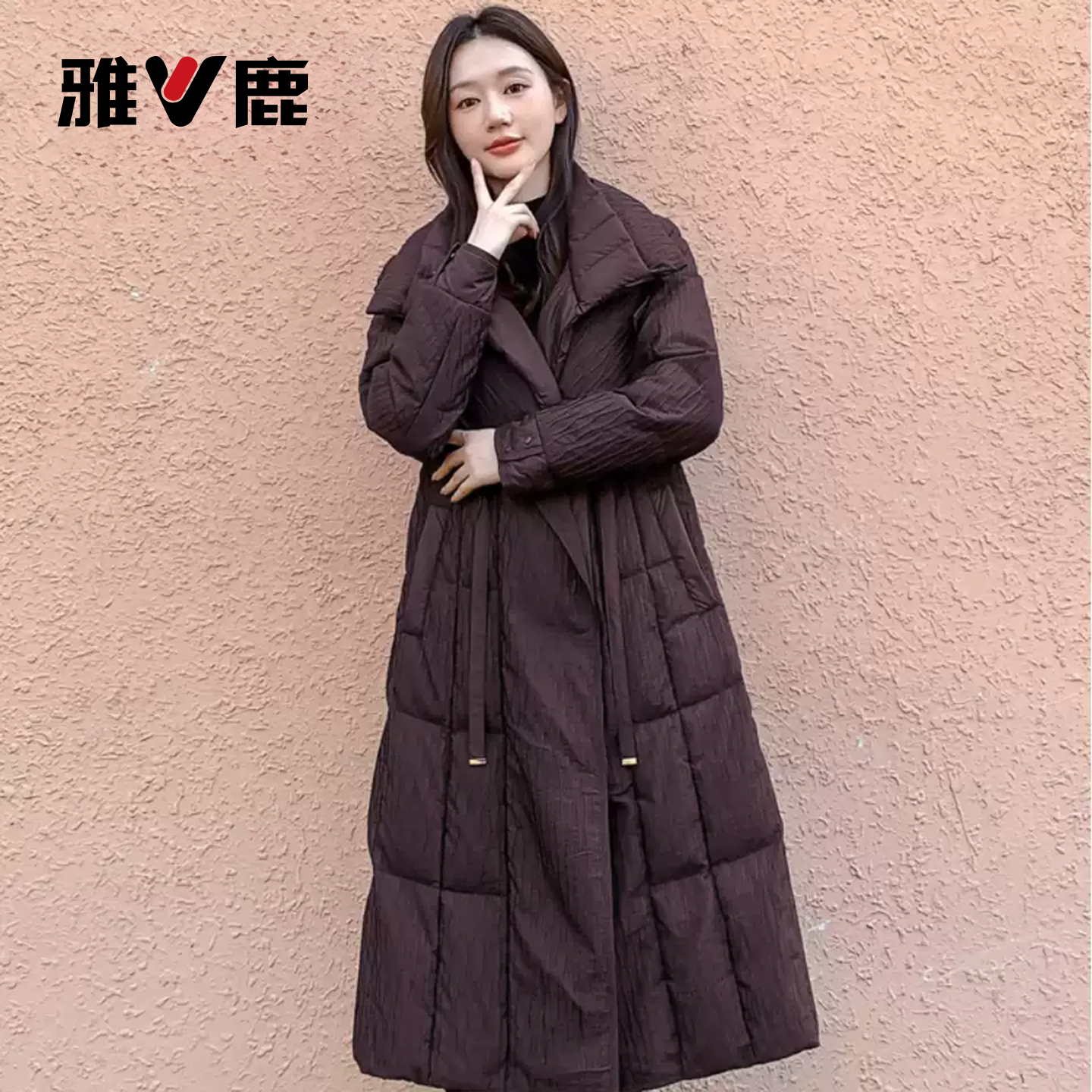 雅鹿羽绒服女冬季新款韩版小个子90白鸭绒加厚中长款外套女