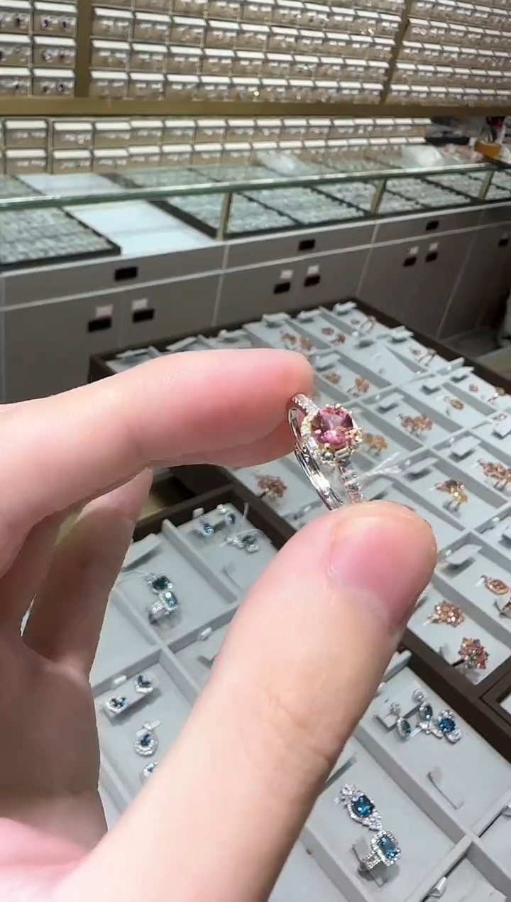 【闪购商品】碧玺戒指银S925镶嵌6mm精致