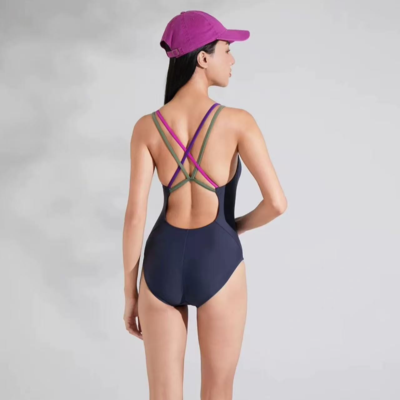 【多颜色】显瘦美背彩绳专业游泳泳装竞速泳衣8189专业漂亮泳衣