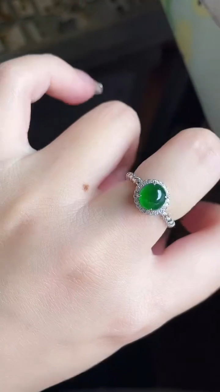 银S925镶嵌戒指翡翠117