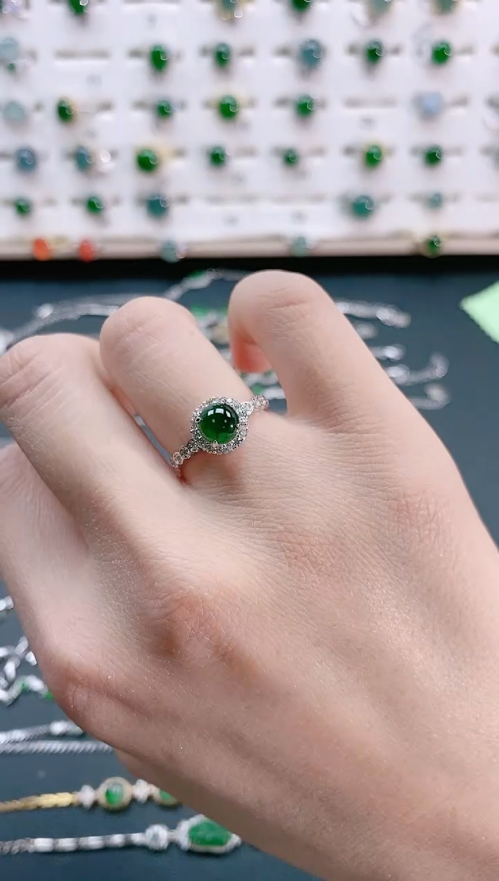 【闪购商品】翡翠戒指银S925镶嵌天然翡翠