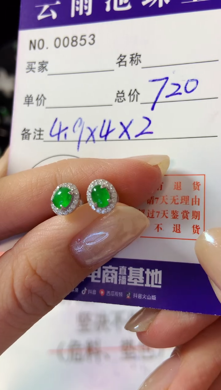 【闪购商品】翡翠耳饰银S925镶嵌翡翠