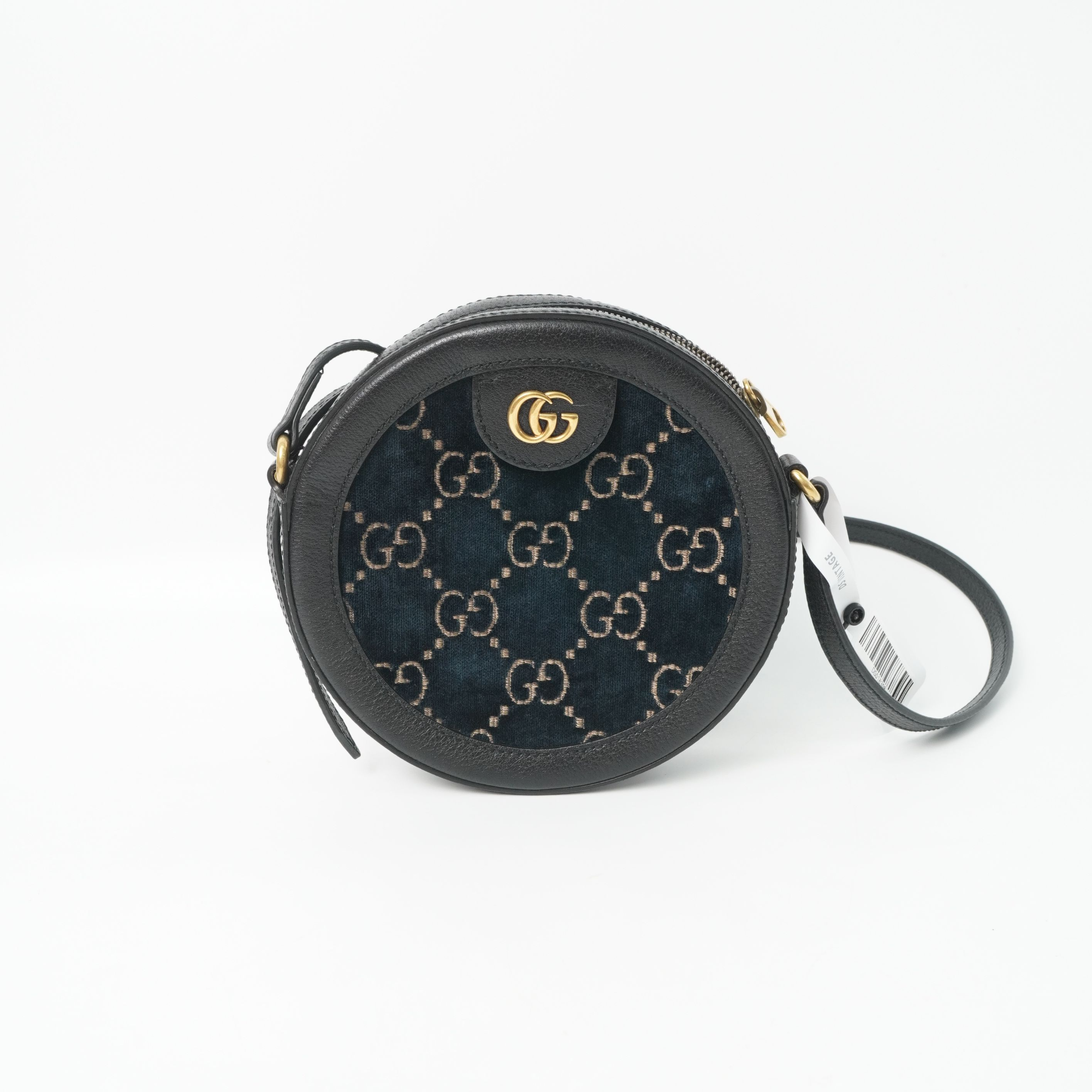 95新 GUCCI/古驰 古驰圆饼包黑色丝绒/DS018308