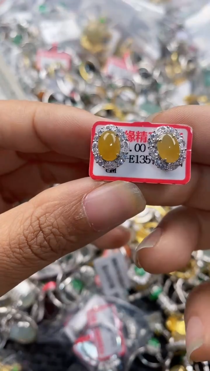 银S925镶嵌戒指翡翠666               1