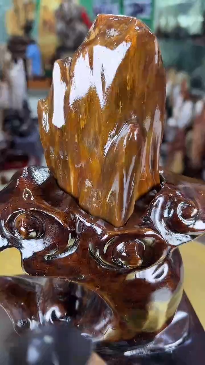 缅甸天然树化玉摆件