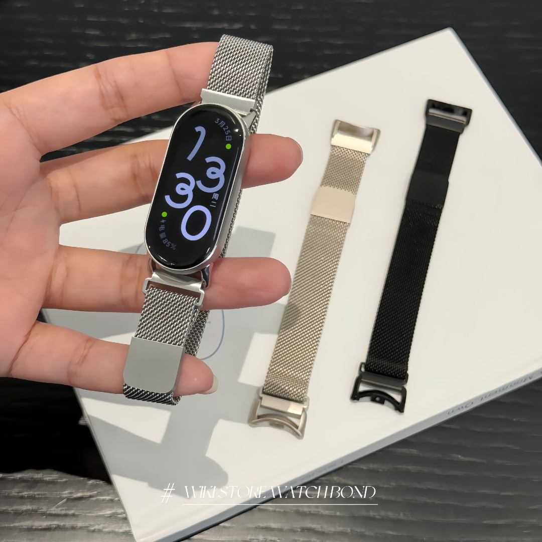 WIKI适用小米手环10/9米兰尼斯金属磁吸表带华为手环10透气夏男女