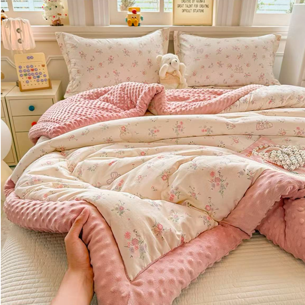 豆豆绒家用四季通用款保暖针织豆豆被