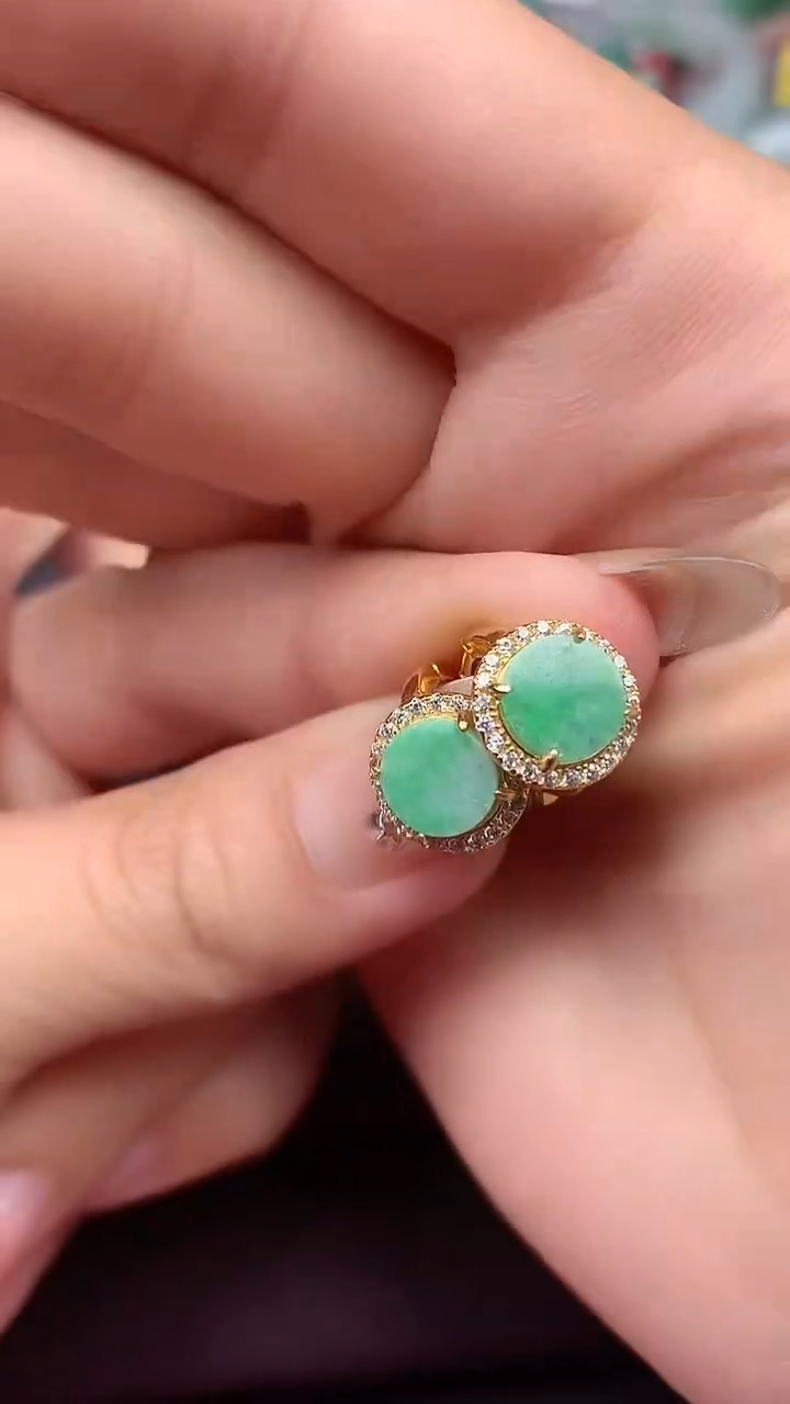 【闪购商品】翡翠耳饰银S925镶嵌耳饰