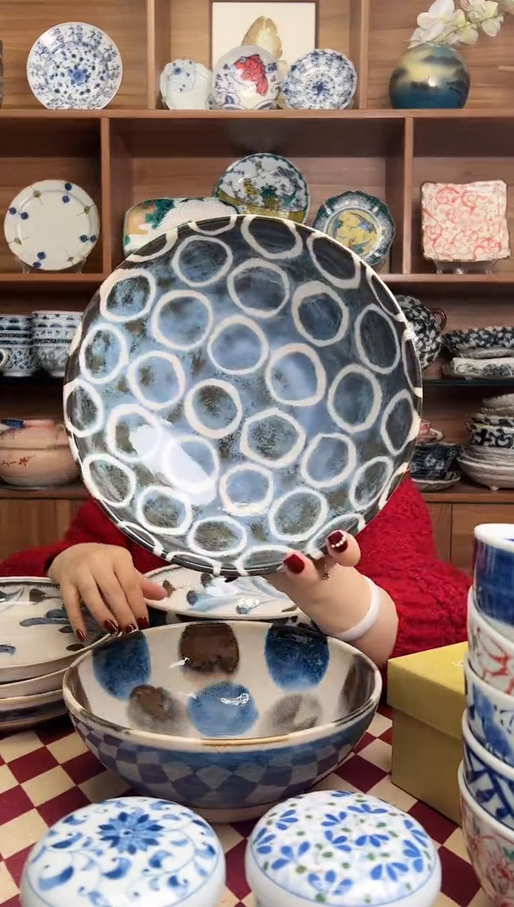 【闪购商品】瓷片笔青百丸21cm面碗     