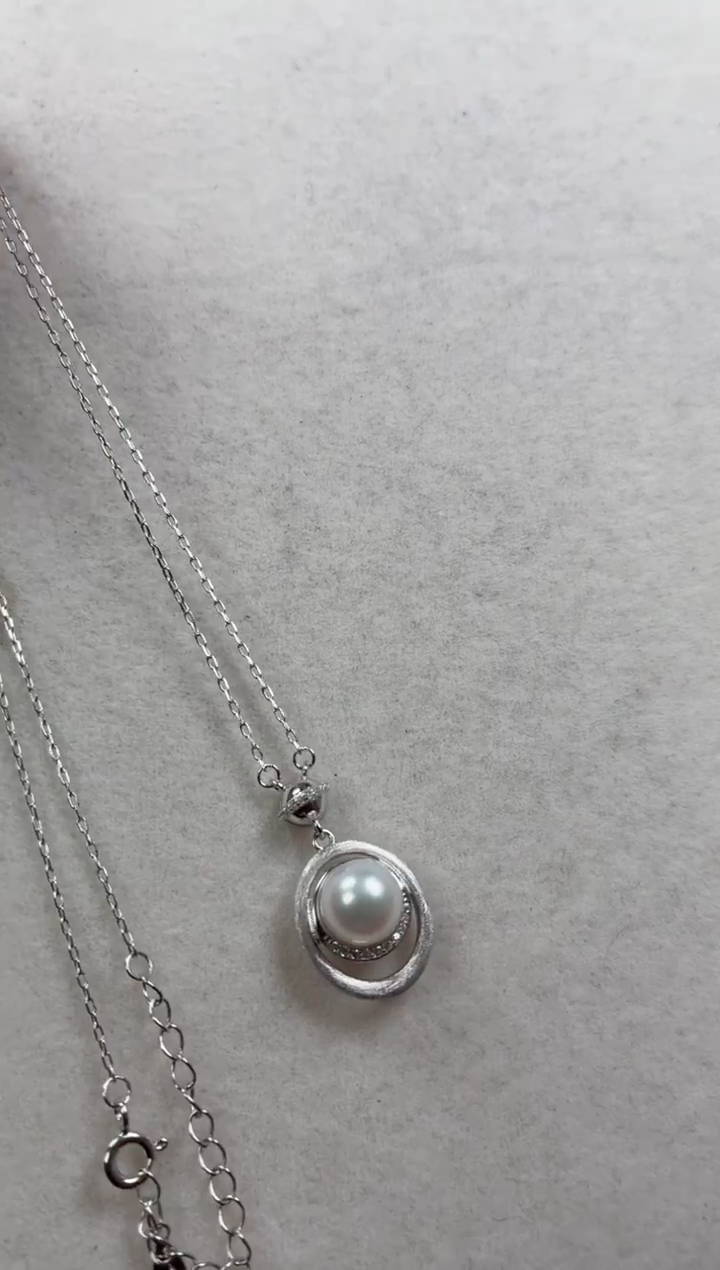 银S925镶嵌套链海水珍珠q510