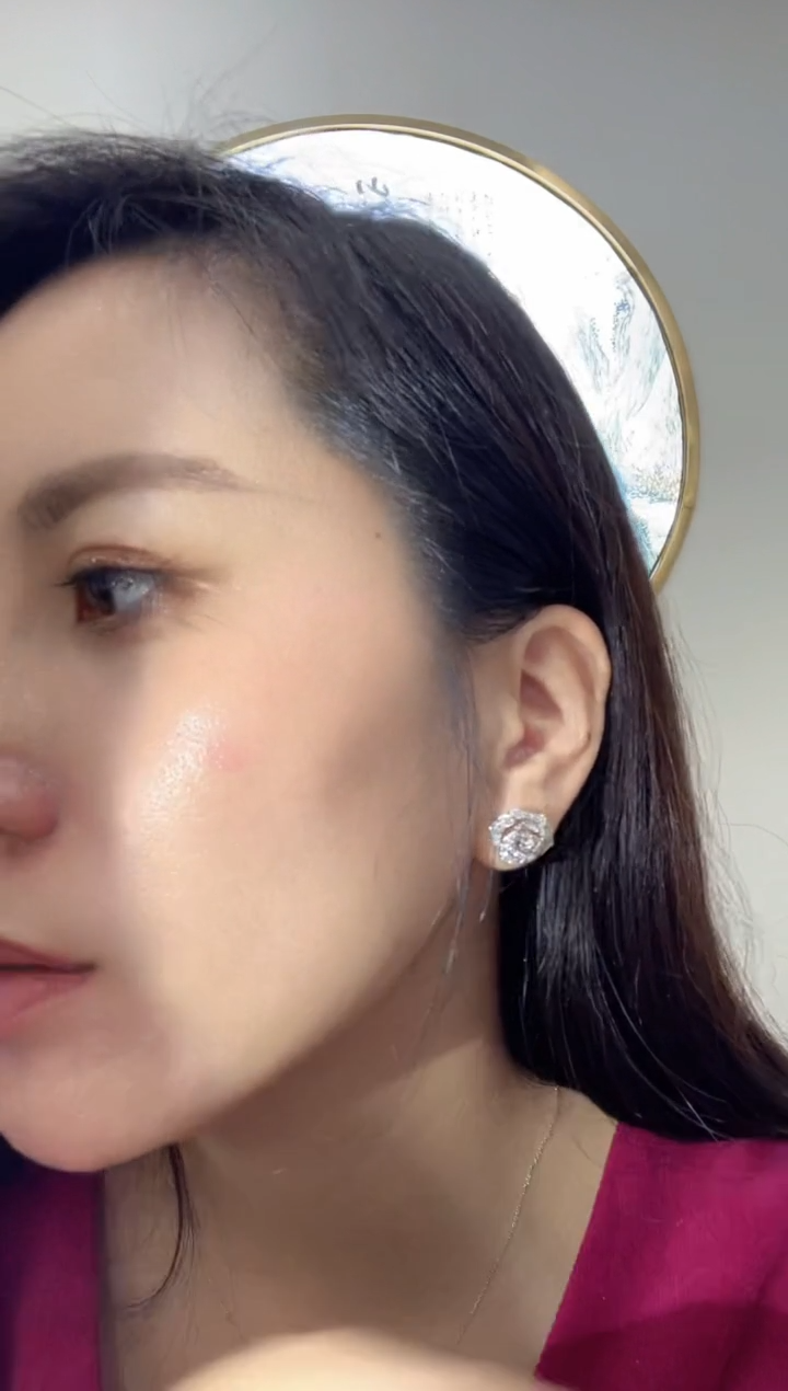 铂Pt950镶嵌耳饰钻石耳饰一对      JZ