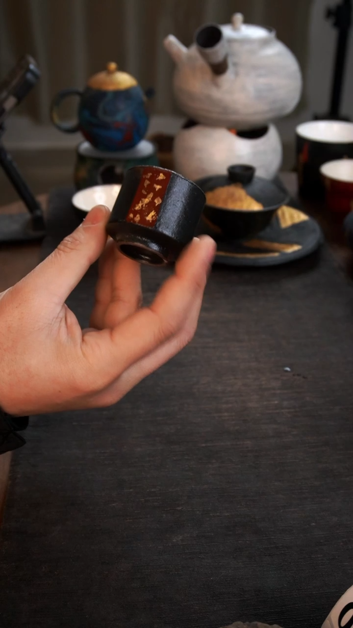 【闪购商品】其他粉引大漆金箔杯003小康茶器