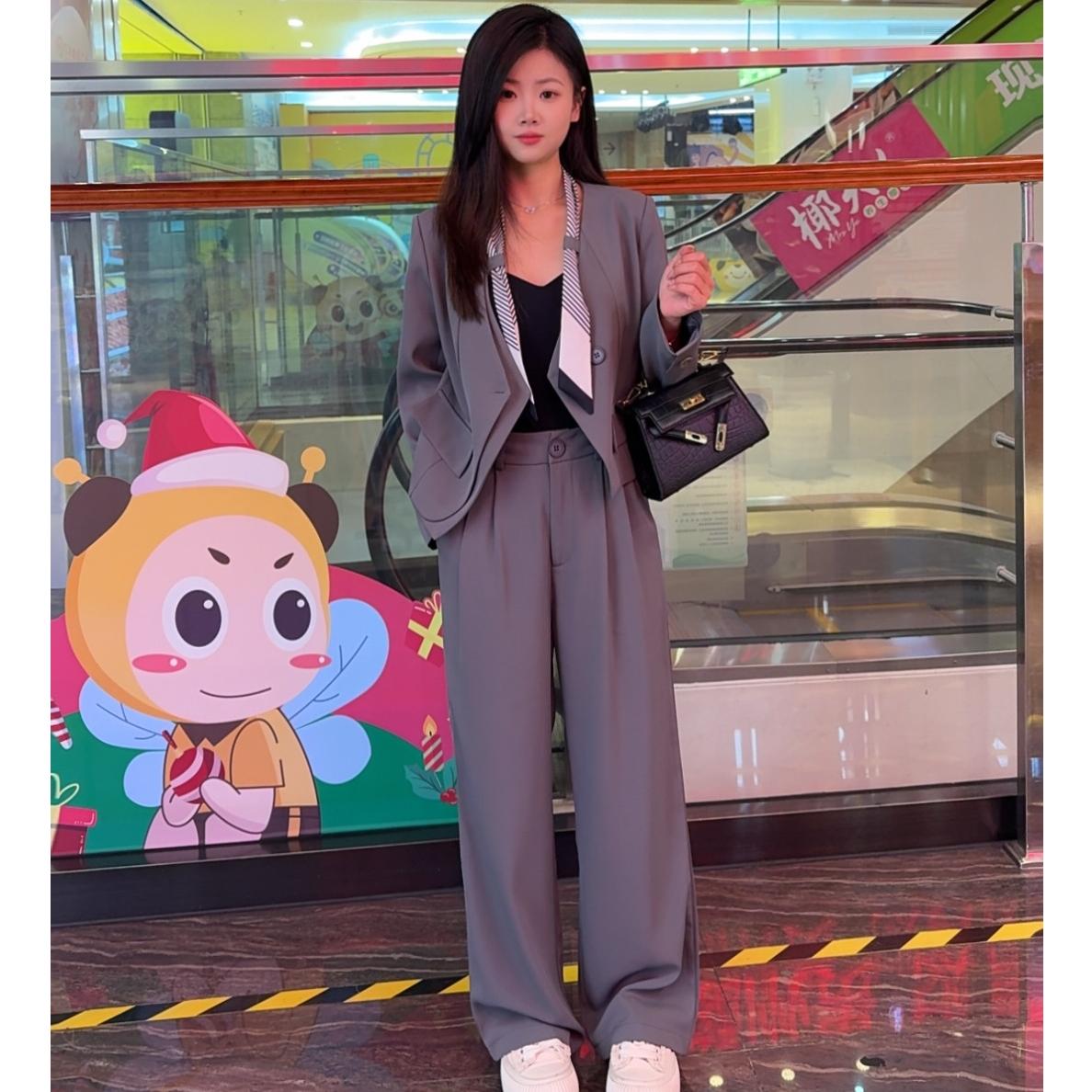 【静怡专属】小个子蕾丝飘带女神范轻奢显瘦西装套装两件套YB2505