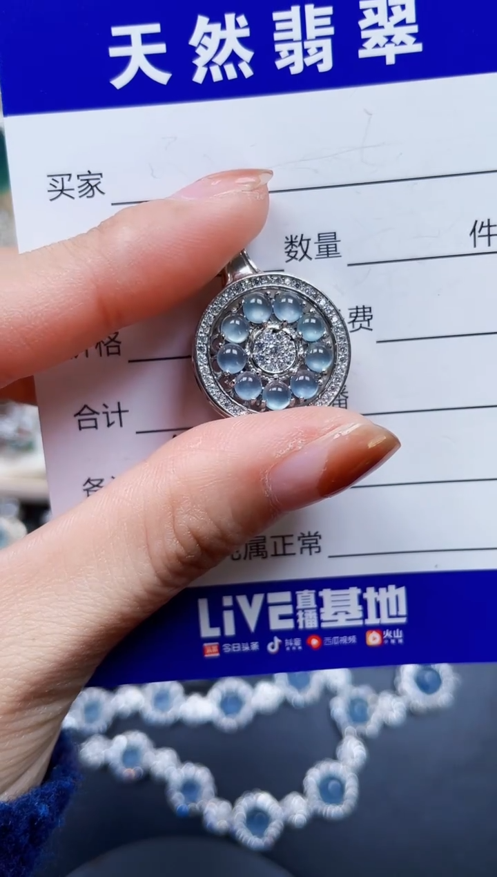 颈饰银S925镶嵌翡翠483