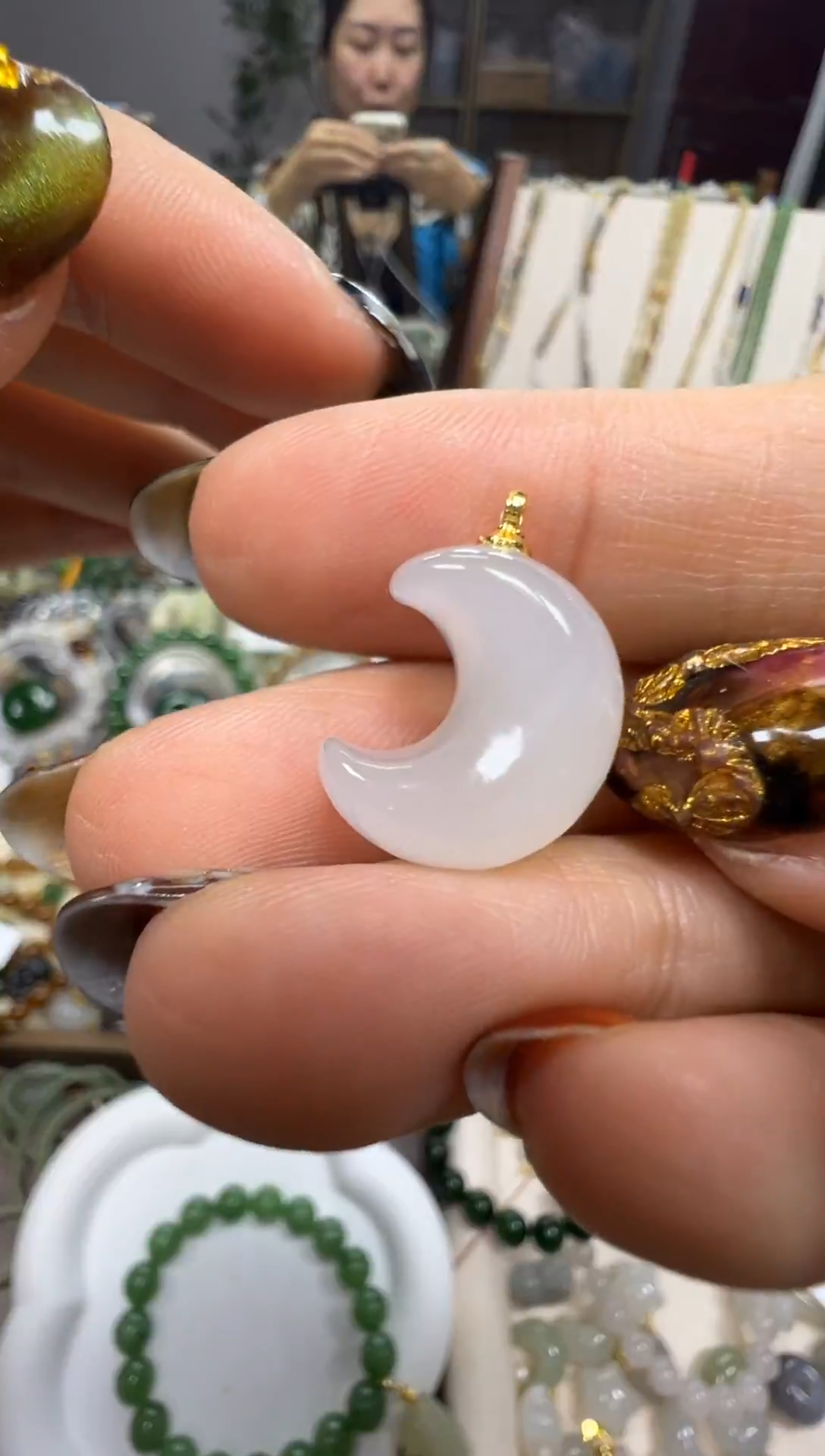 吊坠(不含链)未镶嵌和田玉和田玉月亮小吊坠