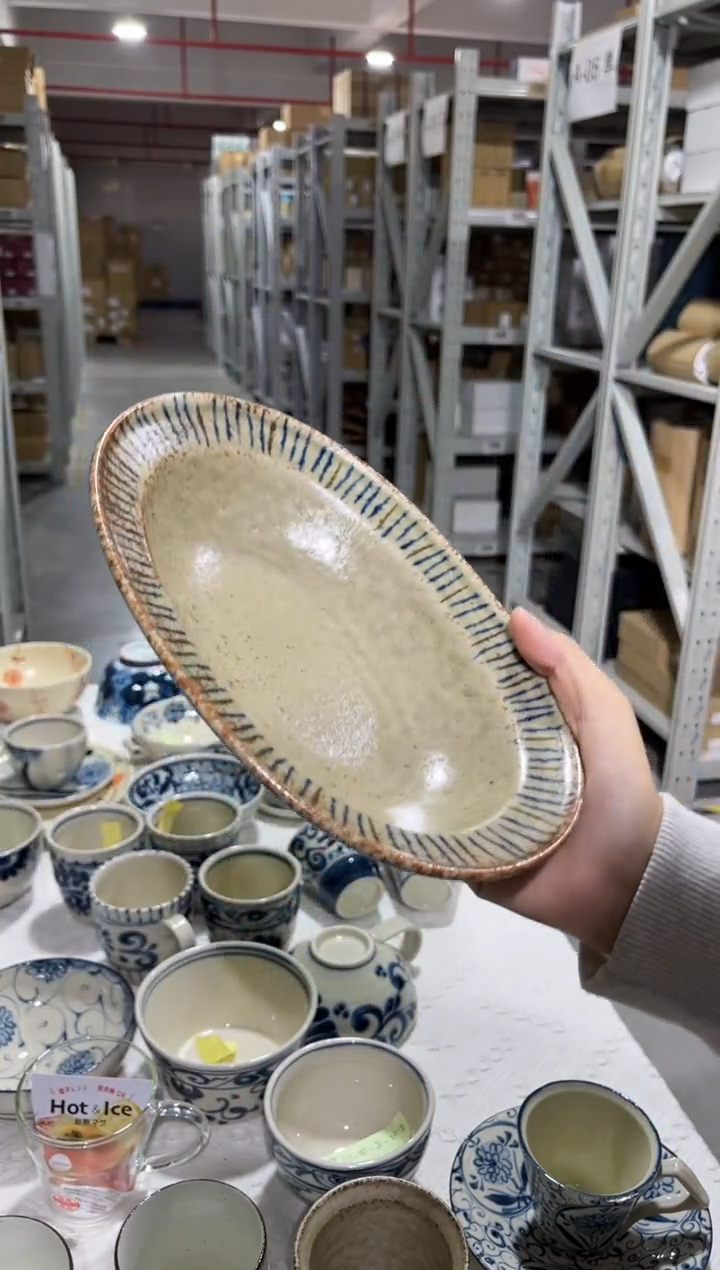 瓷片松叶椭圆盘新品