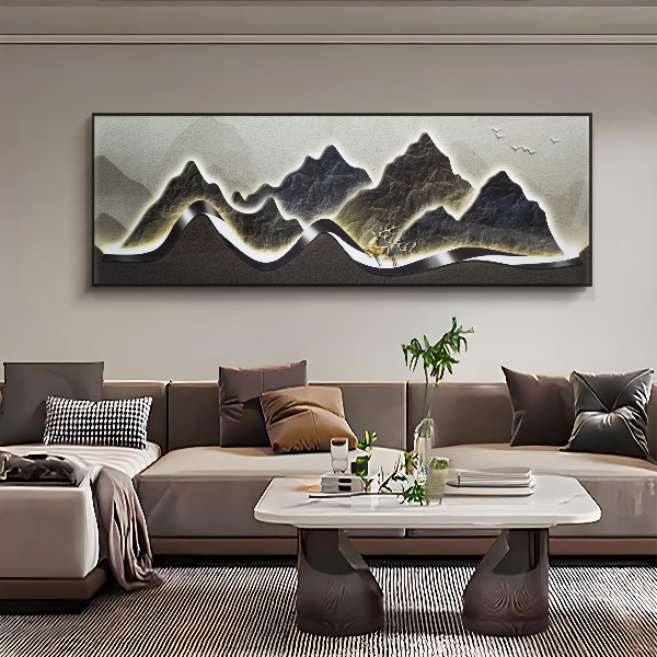 【专属】日照金山靠山图客厅沙发背景墙装饰画大气高级感金山70200