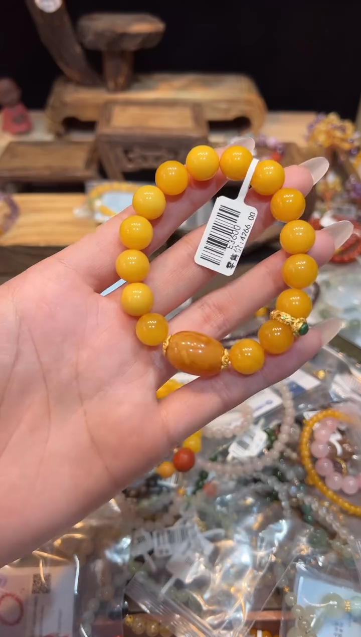 【闪购商品】琥珀手饰银S925镀金镶嵌手饰@@E3600