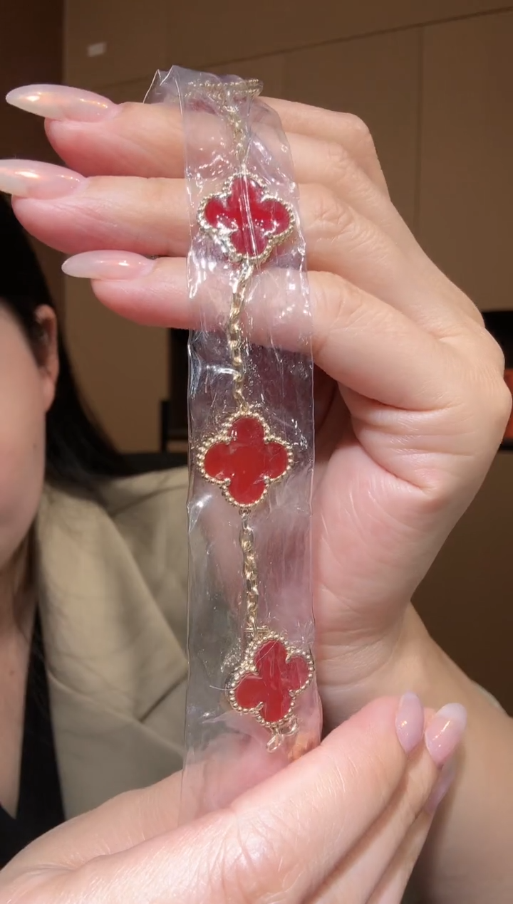 【闪购商品】玛瑙/玉髓·18K金镶嵌红色k黄，五花手链GHJ    