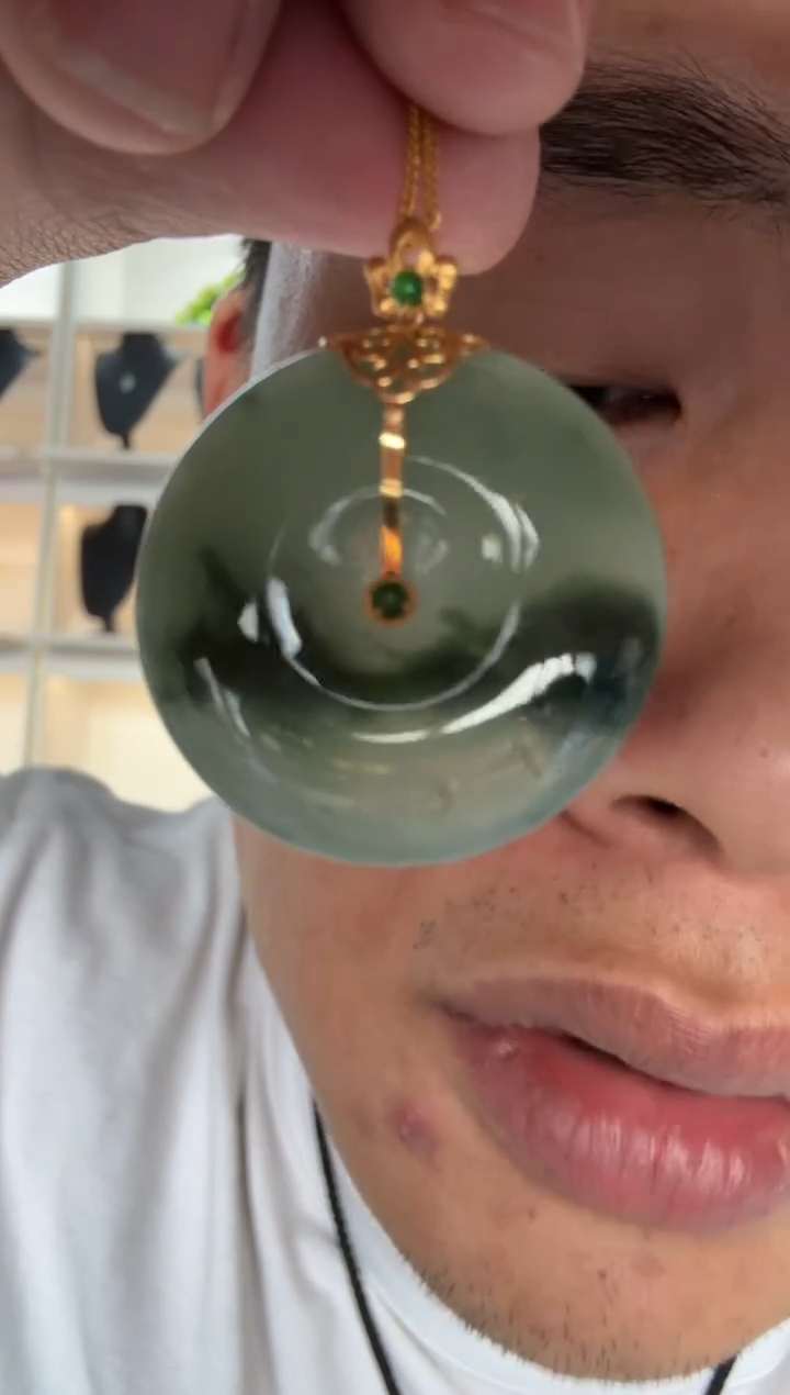 【闪购商品】翡翠18K金镶嵌颈饰天然翡翠A货孤品一件