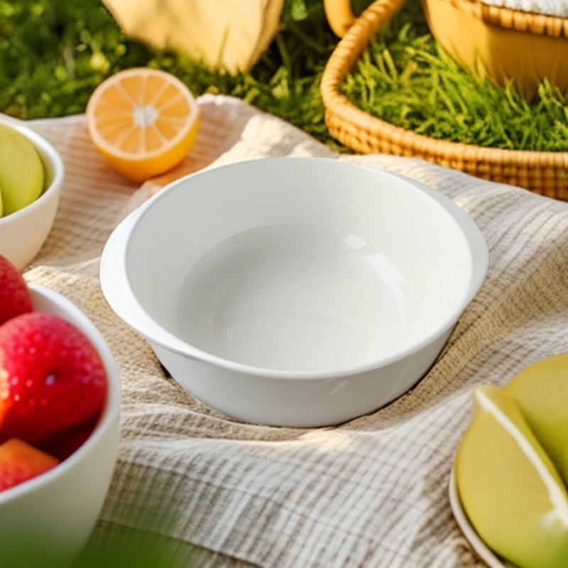 8英寸骨质瓷带耳大碗2支装简约大号双耳碗菜碗大汤碗面碗家用创意