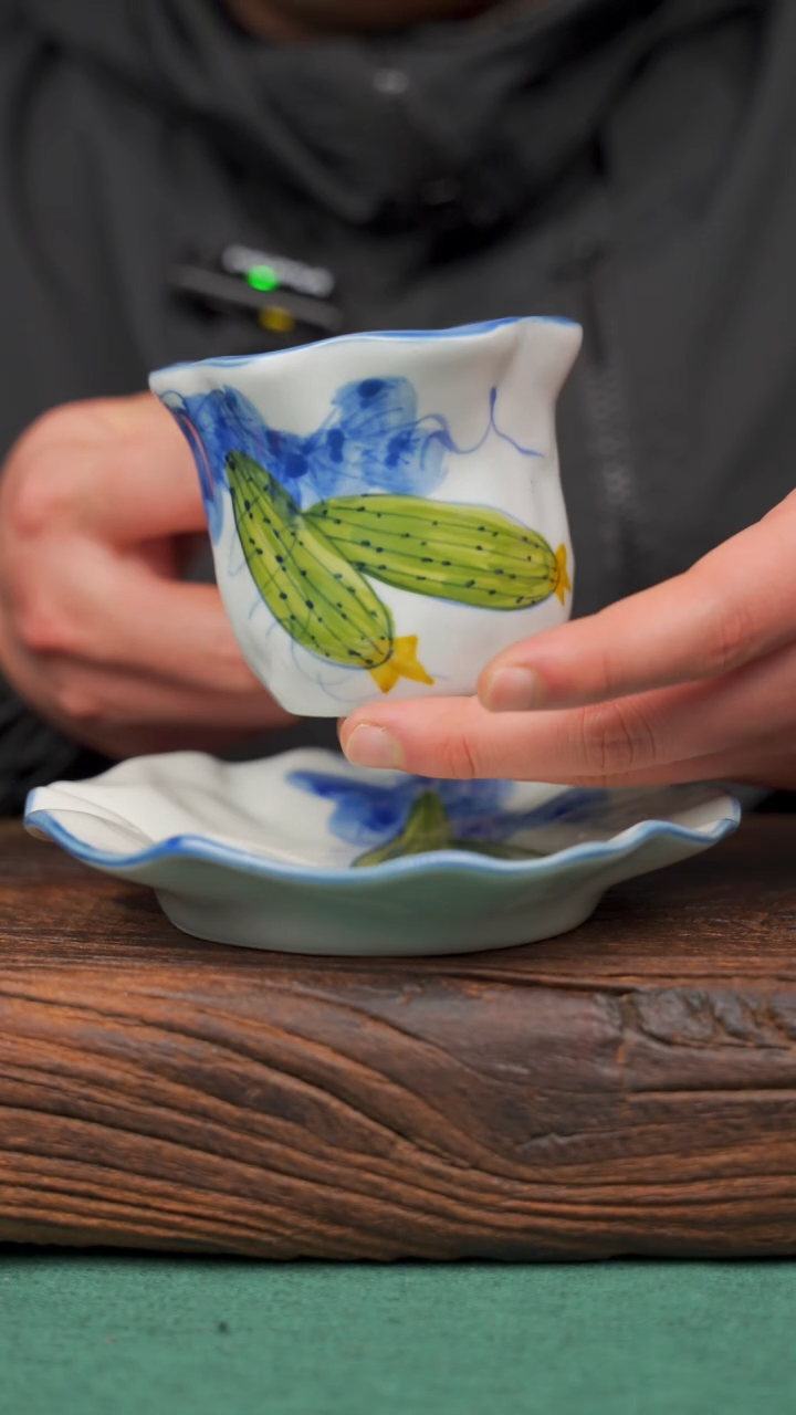 【闪购商品】瓷片丝瓜咖啡杯套装一套